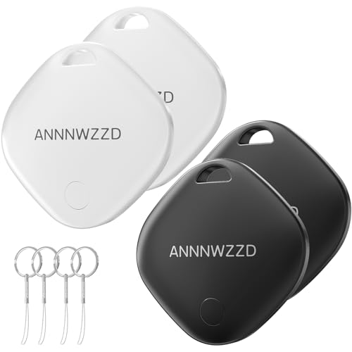 ANNNWZZD Air-Tag 4 Pack Item Finders with Apple Find My APP (iOS Only) Air Tags Help You Track Your Keys, Wallet, Luggage, Backpack, Super Lightweight, Comes with 4 Beautiful Keyrings