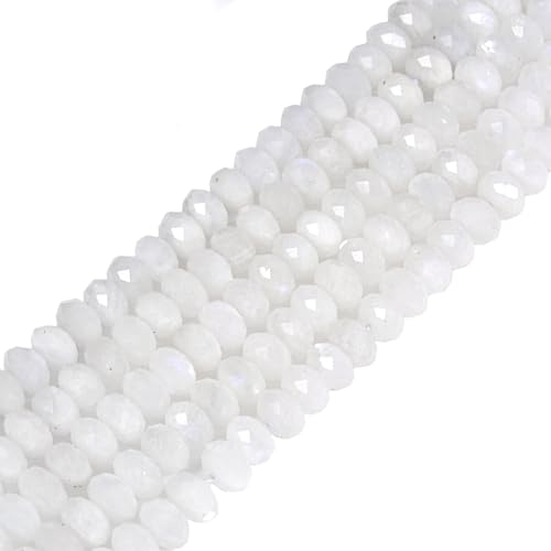 Natural Moonstone 8mm Faceted Rondelle Spacer Loose Beads 16 Inch for Jewelry Making Beads
