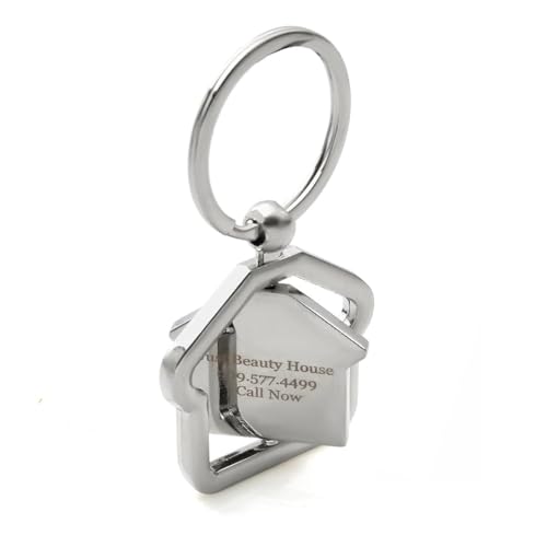 Giftana Personalized Home Keychain for Men and Women, Personalised 360 Degree Rotating Keychains, Customized House Design Key Chains Keyring Real Estate Gifts Buying and Selling Keychain (Pack of 10)