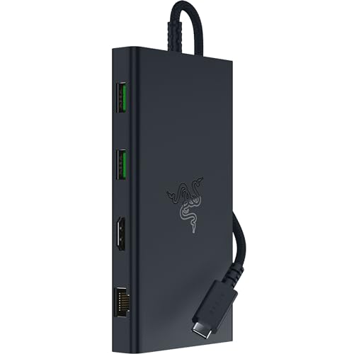 Razer USB C Dock 11-Port Travel Charging Station for Windows Mac Laptop iPad Surface Chromebook Galaxy Tab: Type C, HDMI, Ethernet, MicroSD - 4K 60 Hz Display - 85 W Tablets + Mobile Fast Charge
