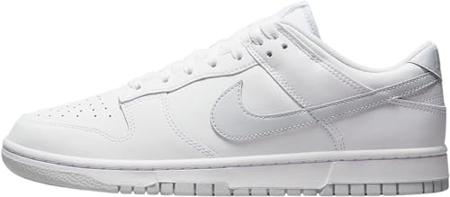 Nike Dunk Low Retro Women's Basketball Shoes, White White Platinum Pure White, 9.5 US