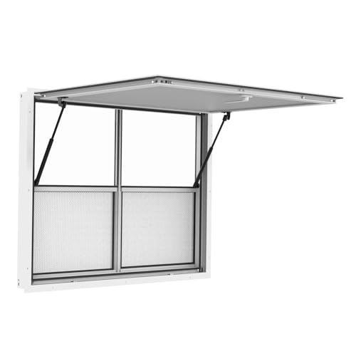 NOOTA Concession Window for Food Truck 48"x36", with Vertical Lifting Small Sliding Windows & Awning Door & Drag Hook, Playhouse Window, Chicken Coop Window, Shed Window, Up to 85 Degrees Window