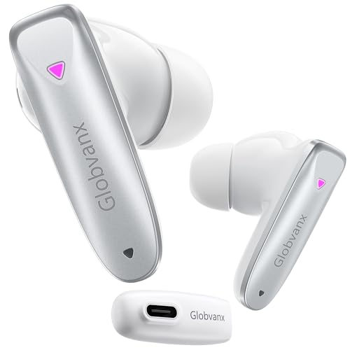 Globvanx V2 Wireless Gaming Earbuds with 20ms Low Latency, 2.4GHz USB-C Dongle & Bluetooth 5.4 — Designed for Meta Quest 3S, Quest 3, Quest 2, PS5, PS4, PC, Switch, Steam Deck — Noise-Cancelling Mic