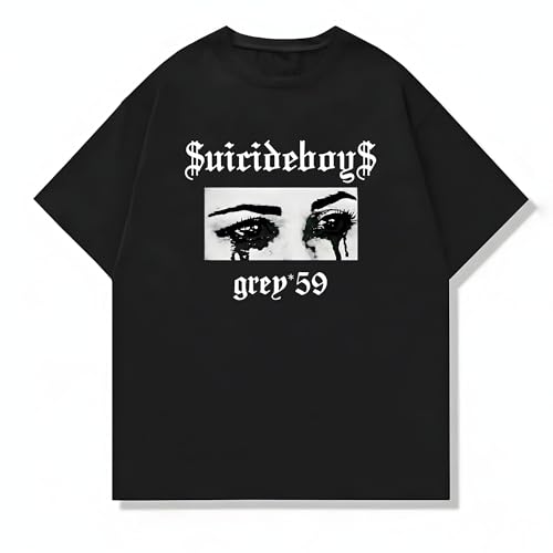 Suicideboys Tee, Unisex Vintage Y2K Oversized Graphic T-Shirt, Streetwear Grunge Style, Relaxed Fit, Retro Aesthetic Design (US, Alpha, Large, Regular, Regular, Black1)