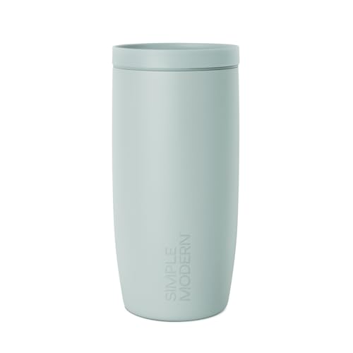 Simple Modern Travel Coffee Mug Tumbler with 360° Lid | Ceramic-Lined Insulated Stainless Steel Cold Brew Iced Coffee Cup | Gifts for Women Men Her Him | Voyager Signature | 16oz | Sea Glass Sage