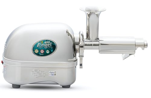 Angel Juicer AG-7500 Stainless Steel Premium Cold Press Slow Juicing Machine, SUS-304 Food Grade, Anti-Jamming Auto-Reverse Function, 10-Year Warranty