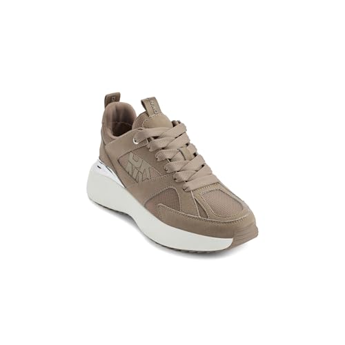 DKNY Women's Zofi Lace Up Sneaker with Logo, Solid Ash, 9