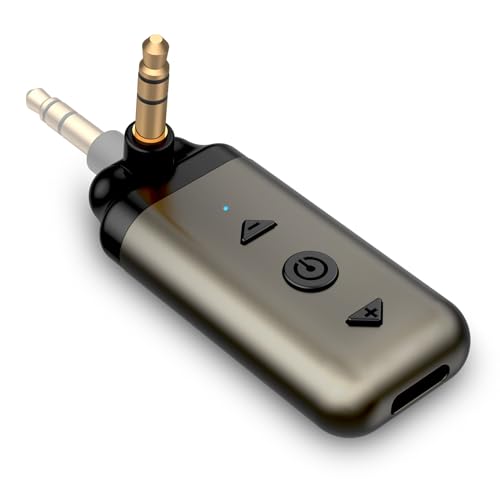 HVMLAK Air88 Bluetooth Aux Adapter for Car, Aux Bluetooth 5.3 Receiver with Swivel 3.5mm Audio Jack for Home Stereo Speaker, Volume and Track Control, Handsfree Call, CD Sound, Metal Case