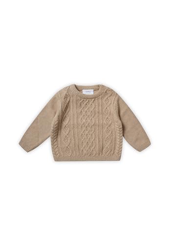 Stellou & friends 100% Cotton Unisex Cable Knit Sweater for Babies and Children Ages 0-6 Years Beige
