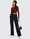 CRZ YOGA Cotton Fleece Lined Sweatpants Women 30" Straight Leg Casual Lounge Sweat Pants for Women Black Medium