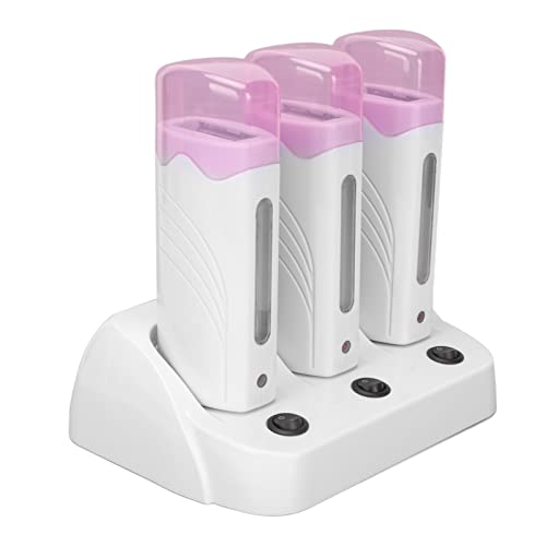Yosoo 3PCS Epilator Machine Set Portable Electric Hair Removal Wax Epilator Machine Kit for Travel Waxing Kits Roll on Cartridge, Hair Removal for Women and Men Waxing