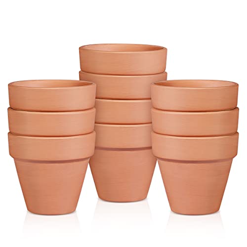 OLEEP Clay Pot - 10 Pack Large Terra Cotta Plant Pot with Drainage Hole, Clay Planters Pot, Terracotta Pot for Indoor Outdoor Plant (5.5 inch)