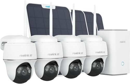 REOLINK 4K Solar Security Camera Outdoor, Encrypted Local Storage Camera System, 360° Pan Tilt, Smart Detection, No Monthly Fee, Home Hub with 4X PT Ultra + Solar Panel