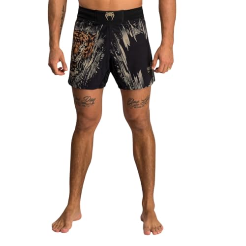 Venum Men's Fight Shorts, Black/Neon Orange