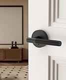 Asidrama 4 Pack Privacy Door Handles with Lock,Matte Black Door Handles Interior for Bedroom or Bathroom, Heavy Duty Black Door Levers, Reversible Keyless Turn Lock Interior Door Handle