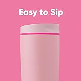 Owala SmoothSip Slider Insulated Stainless Steel Coffee Tumbler, Reusable Iced Coffee Cup, Hot Coffee Travel Mug, BPA Free 20 oz, Pink (Pucker Up)