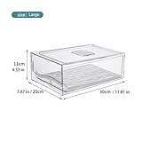 Diskary Fridge Organizer, Stackable Refrigerator Organizer Bins, Reusable Food Storage Containers, Fridge Drawer Organizer in Home Kitchen, Barbecue Shop, Restaurant, BPA-Free (2 Drawers, Large)