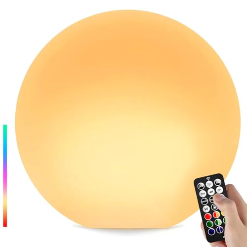 LOFTEK Pool LED Light Ball - 12-inch Sphere Lamp Rechargeable - 16 RGB Cool Lamp for Bedroom Ambient Lighting - Smart Night Light for Baby Nursery - Waterproof Light for Yard & Pool Decor, 1PCS
