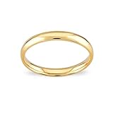 14k 18k Gold 3MM Dome Wedding Band Ring - Classic Comfort Fit His and Her Matching Bands for Custom Engraving