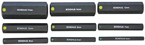Bondhus 33298 4-17mm 2" ProHold Socket Bits w/out Sockets, Set of 9, Multicolor, One Size