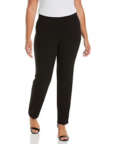 Rafaella Women's Plus Size Dress Pants With Pull-On Waistband, Supreme Stretch, 31" Inseam, Flat Front, Comfort Fit (Sizes 16-22 Plus) , Black, 22