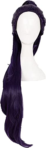 Koswiggle Game OW Widowmaker/Amelie Lacroix Cosplay Wig 100cm Long Dark Purple with Clip Ponytail Heat Resistant Synthetic Wig + Wig Cap (Color : Dark Purple)