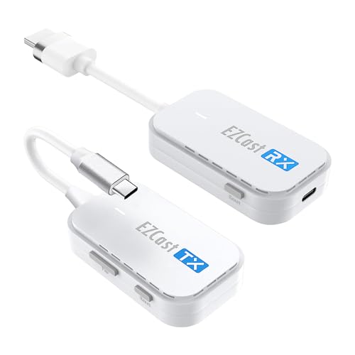 EZCast Wireless USB-C to HDMI Transmitter and Receiver, DisplayPort Screen Mirror from iPhone 15 to TV, 1080p HD, HDMI Extender, Wireless Display from Tablet and laptops to HDTV projectors