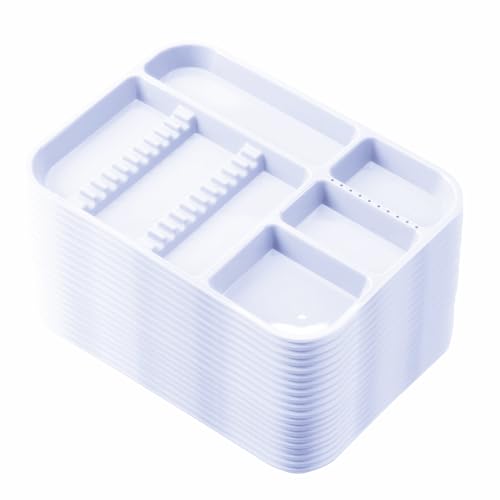 JMU 20 Pcs Dental Instrument Trays Autoclavable Plastic Divided Separate Trays Size B 13.25" x 9.75", White