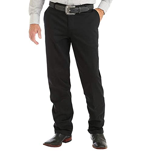 Wrangler Men's Flat Front Relaxed Fit Casual Pant, Black, 32W x 32L