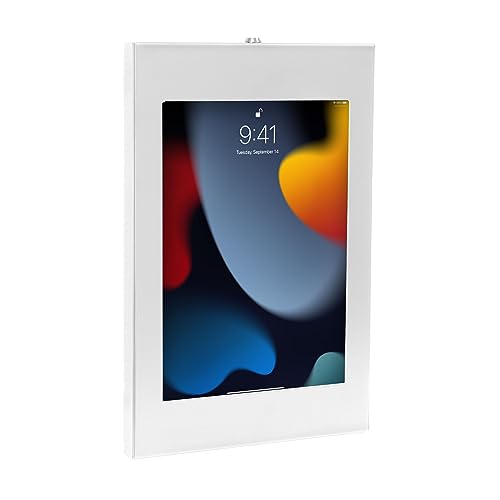 Mount-It! Anti-Theft Tablet Wall Mount, Low Profile Wall Kiosk with Secure Lockable Steel Enclosure, Locking Tablet Mount for iPad Generations 7-10, Pro, Air, 10.2 inch, 10.9, White