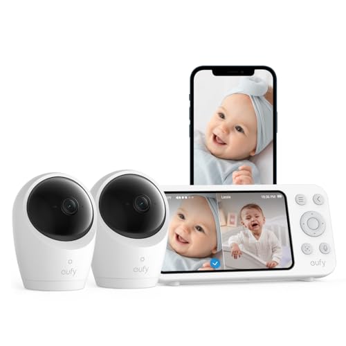 eufy Baby Monitor E20 with 2 Cameras, Split Screen, 2K HD Camera, 5'' 720p Display