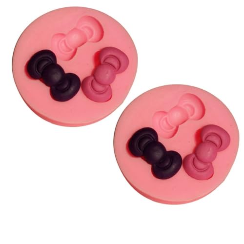 Cyrank 2Pcs Mini Bows Silicone Fondant Molds, Cute Silicone Fondant Molds Bow Fondant Sugar Mould Craft Molds for Birthday Wedding Party DIY Cake Decorating Mold(#6)