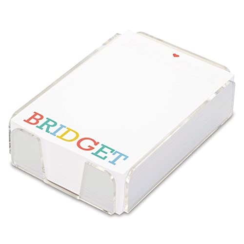 Alphabet Personalized Note Sheets in Clear Acrylic Tray - 300 Loose Sheets, 4 by 6 Inch Paper, Convenient Desktop Memo Pad