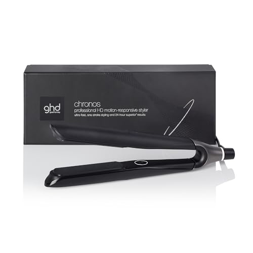 ghd Chronos Styler - 1” Smart Flat Iron Hair Straightener with HD Motion-Responsive Technology, Faster Styling, 24-Hour Results, More Shine, Less Frizz, and No Extreme Heat Damage - Black