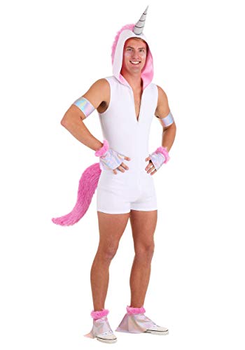 Fun Costumes Men's Unicorn Halloween Costume, Alluring White Magical Horse Romper, Fairytale Animal Outfit - XL - White