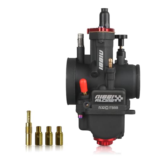 NIBBI PWK 32mm Carburetor with Three Main Jets and One Pilot Jet of Performance Racing Carburetor for Replace Keihin or mikuni Carburetors