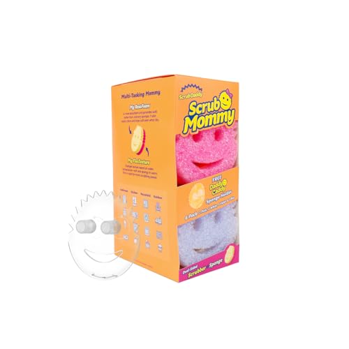 Scrub Daddy 6 Scrub Mommy Kitchen Sponges & 1 Daddy Caddy Sponge Holder - Scratch-Free for Dishes & Multipurpose Cleaning - BPA Free & Made with Polymer Foam - Stain & Odor Resistant