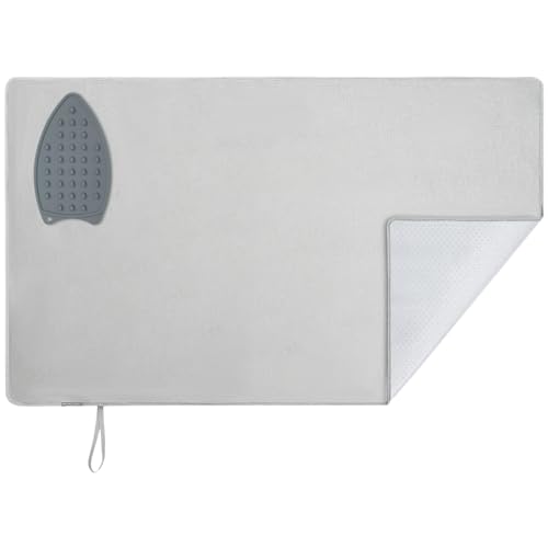 STORAGE MANIAC Iron Mat Blanket, Travel Ironing Pad with Silicone Iron Holder, Fabric Ironing Board for Top of Tabletop, Iron Sheet with Coating, Scorch Resistant, 27.5" x 47.2", Thick & Large