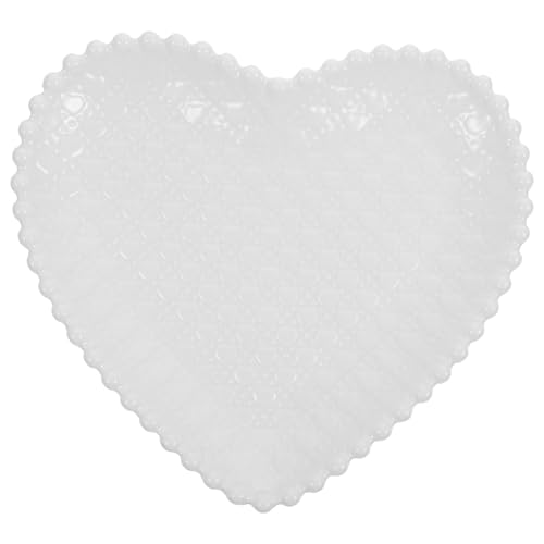 Luxshiny Heart Ceramic Plate, White, Solid, Reusable, Dishwasher Safe, 21.00X19.00X2.50CM, Plate, Heart Shaped Plate, Fruit, Dessert, Snack, Salad, Kitchen Accessory