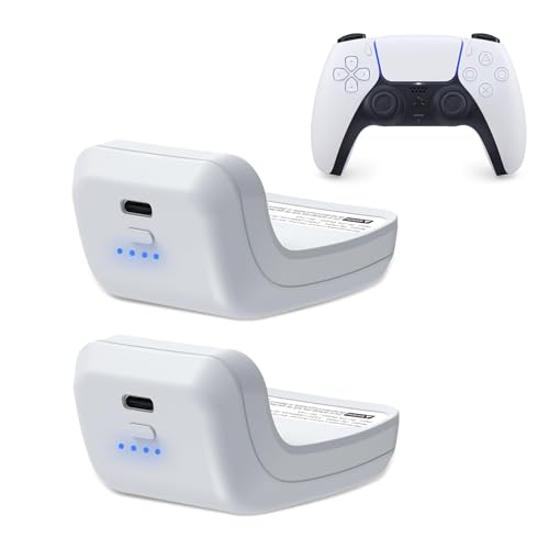 Hisewen 2Pcs PS5 Controller External Battery Pack, 3000mAh LED PS5 Battery for Sony PlayStation 5 PS5 DualSense Controller, Portable PS5 Accessory with Type-C Charging Cable