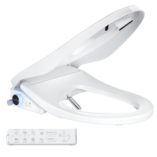 Electric Bidet Toilet Seat, Heated Toilet Seat Elongated with Instant Warm Water & Dryer, Feminine & Front Rear Wash, Wireless Remote, Self-Clean Nozzle, Slow Close Lid, Upgraded Silent ECO Child Mode