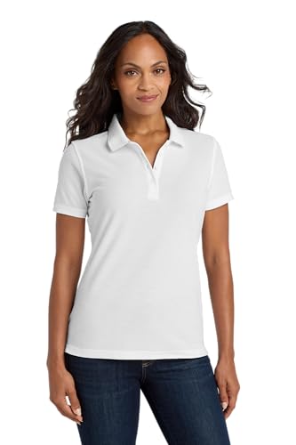 Port Authority Ladies Core Classic Pique Polo, White, Medium
