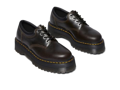 Dr. Martens Unisex 8053 Quad Leather Platform Shoes, Dark Khaki, 10 US Men