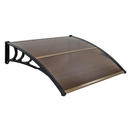 Tangkula 40" x 48" Window Awning, Modern Polycarbonate Overhead Door Awning with Hollow Sheet for Rain Snow Sunlight Protection, UPF 50+ Awnings for Patio, Door, Deck, Porch