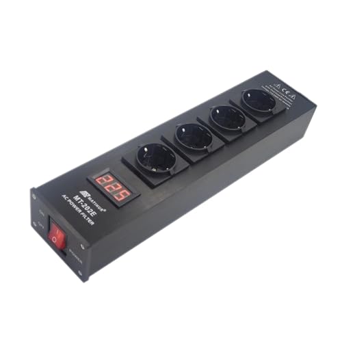 KDNHVRQY 1PCS HiFi MT-202E Audio Noise AC Power Filter Power Conditioner Power Purifier Surge Protection with EU Outlets Power Strip(Black EU Power line)