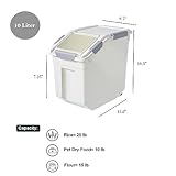 HANAMYA 10 Liter / 20 lbs Rice Storage Container with Measuring Cup, BPA free, For Rice | Grain | Pet Food | Flour, 1 count, White