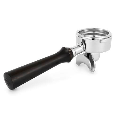 CrossCreek 58mm Espresso Double Spouts Portafilter with 2 Ear | Fits E61 | Flair/Rocket/Sanremo/Expobar etc. | Stainless Steel Basket and Solid Wood Handle | Espresso Accessories