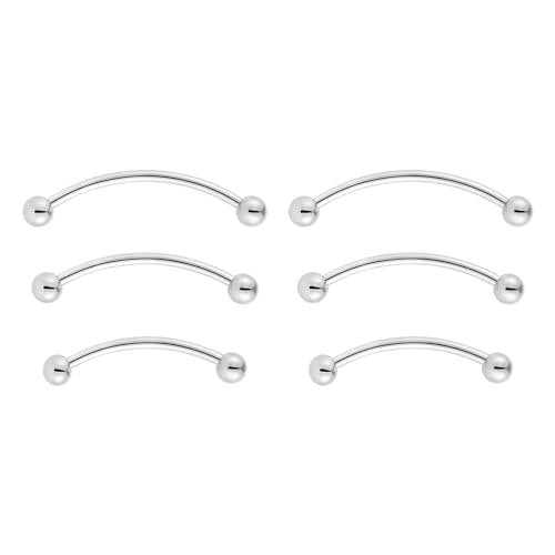 NewkeepsR 3 Pairs-16G(1.2mm) Titanium Bent Curved Barbell Banana Bar,Vertical Labret Piercing Bridge Rings Navel Jewelery 14mm/16mm/18mm