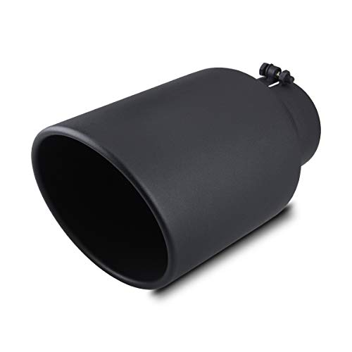 LCGP 5" Inlet 8" Outlet 15" Long Rolled End Angle Cut Bolt On Exhaust Tip Tail Pipe. Black Powder Coated.