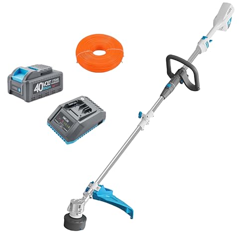RB 17" Cordless String Trimmer, 40V Lithium Battery Weed Wacker with 4.0Ah Battery & Fast Charger & .095'' line, 2 in 1 Grass Trimmer and Edger, 2-Speed Adjustable, Low Vibration Lawn Garden Tool